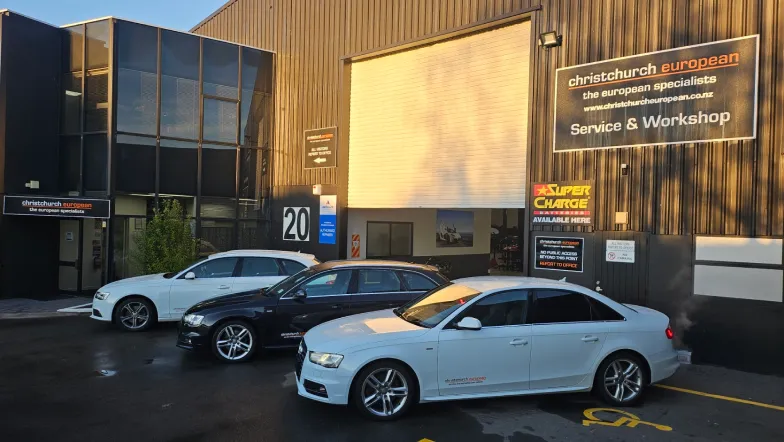 Workshop entrance with Audi A4 courtesy fleet